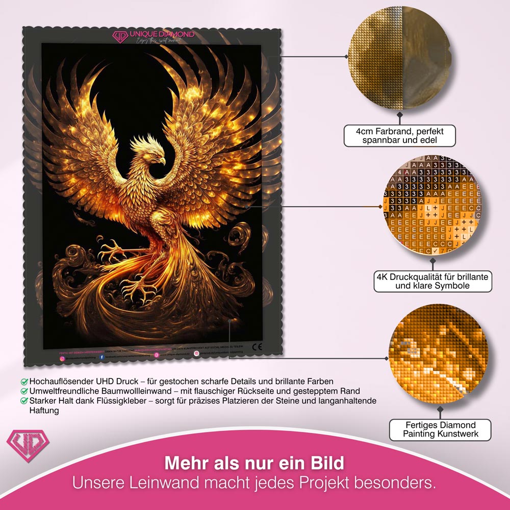 5D Diamond Painting – Goldener Phoenix Unique-Diamond