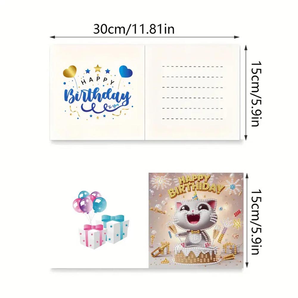 5D Diamond Painting Grußkarten – Bärchenparty zum Geburtstag, Unique-Diamond