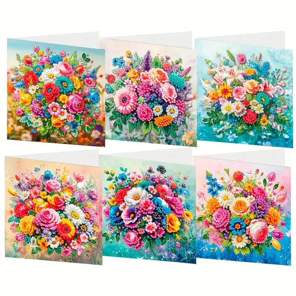 5D Diamond Painting Grußkarten – Blumenzauber 6 Stück, Unique-Diamond