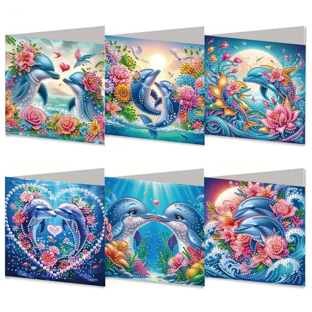 5D Diamond Painting Grußkarten – Delfinliebe Edition, Unique-Diamond