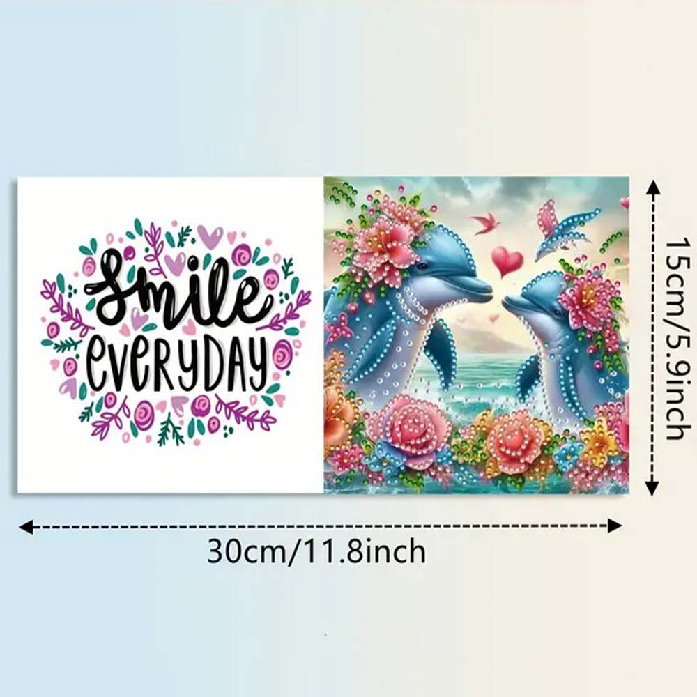 5D Diamond Painting Grußkarten – Delfinliebe Edition, Unique-Diamond