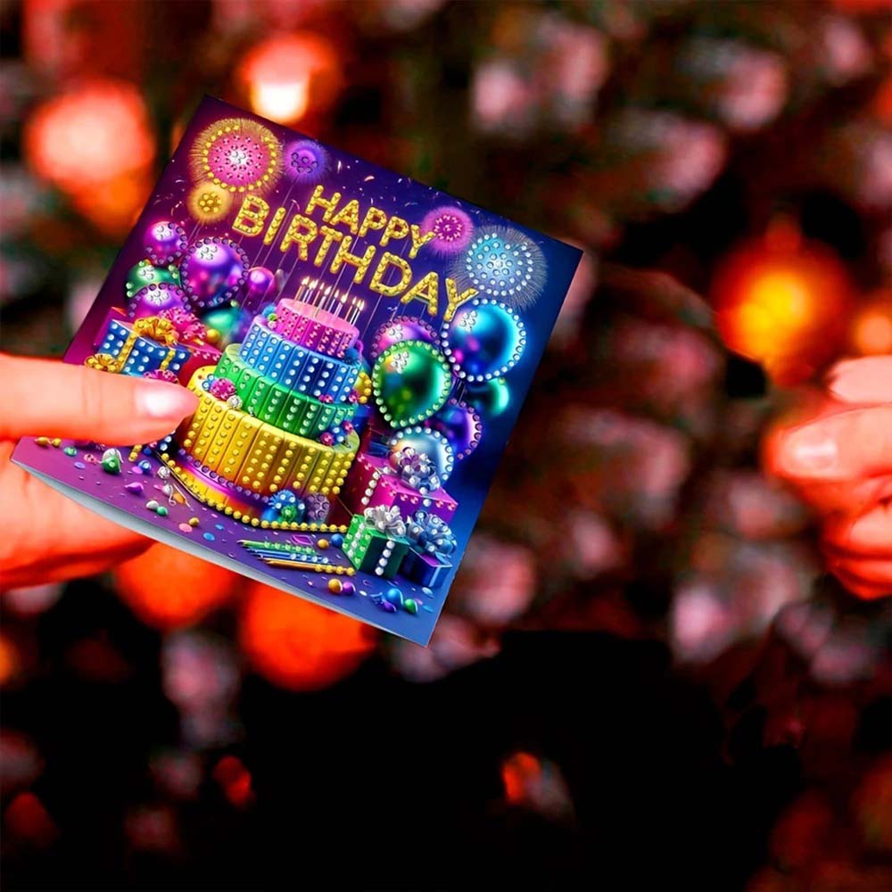 5D Diamond Painting Grußkarten – Geburtstagsfreude 6 Stück, Unique-Diamond