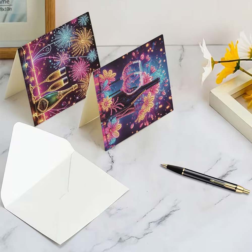 5D Diamond Painting Grußkarten – Glitzernde Festmomente Unique-Diamond