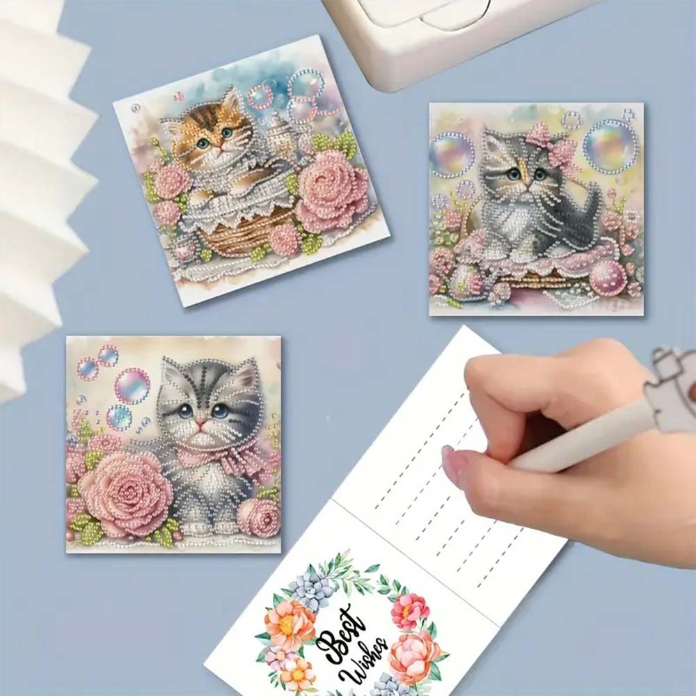 5D Diamond Painting Grußkarten – Kätzchenzauber, Unique-Diamond