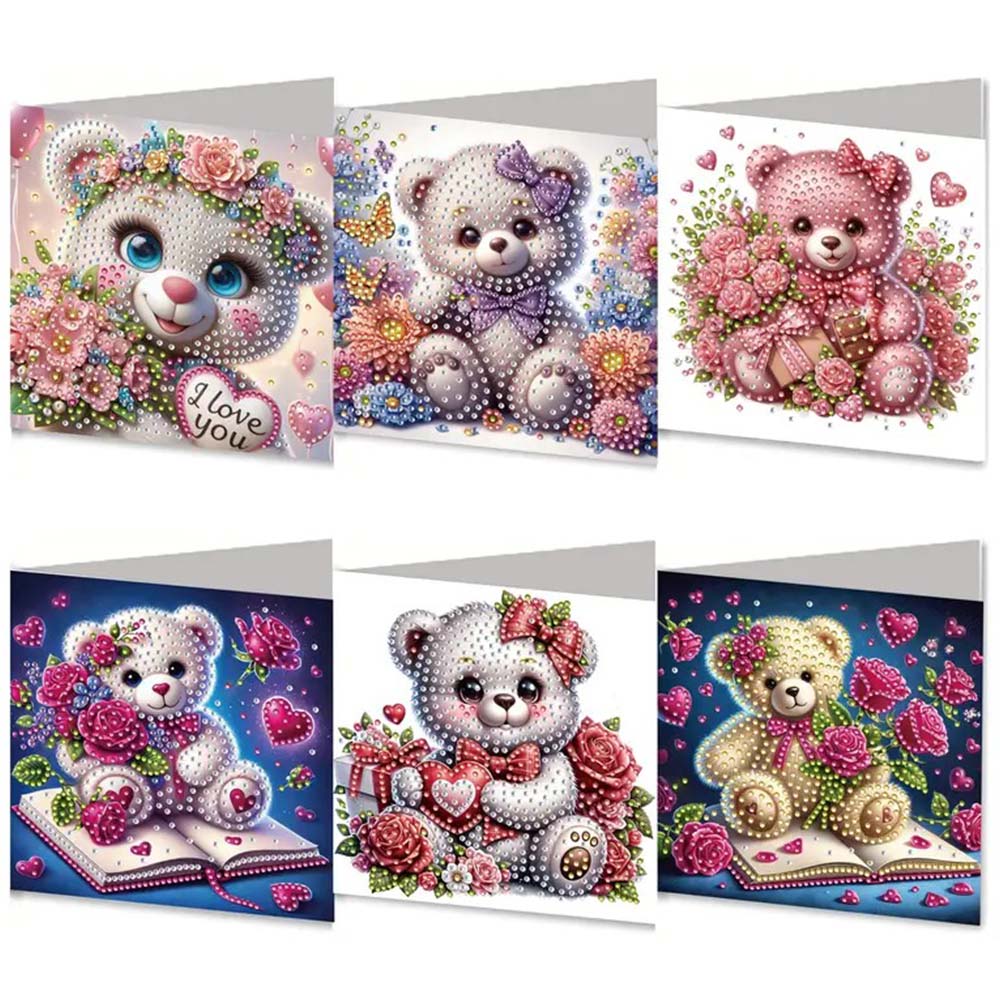 5D Diamond Painting Grußkarten – Liebenswerte Teddybären, Unique-Diamond