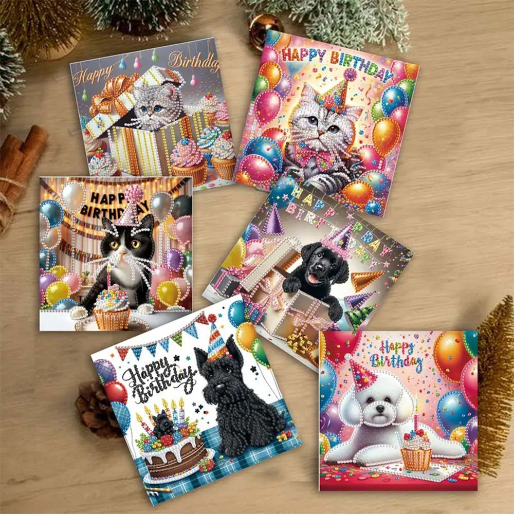 5D Diamond Painting Grußkarten – Tierische Geburtstagsfreude Unique-Diamond