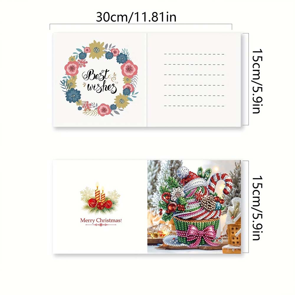 5D Diamond Painting Grußkarten – Weihnachtliche Cupcake 6 Stück, Unique-Diamond