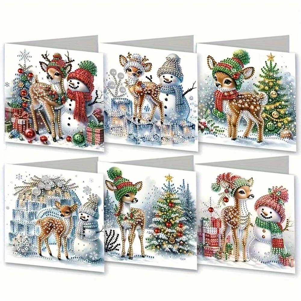 5D Diamond Painting Grußkarten – Winterfreunde 6 Stück, Unique-Diamond