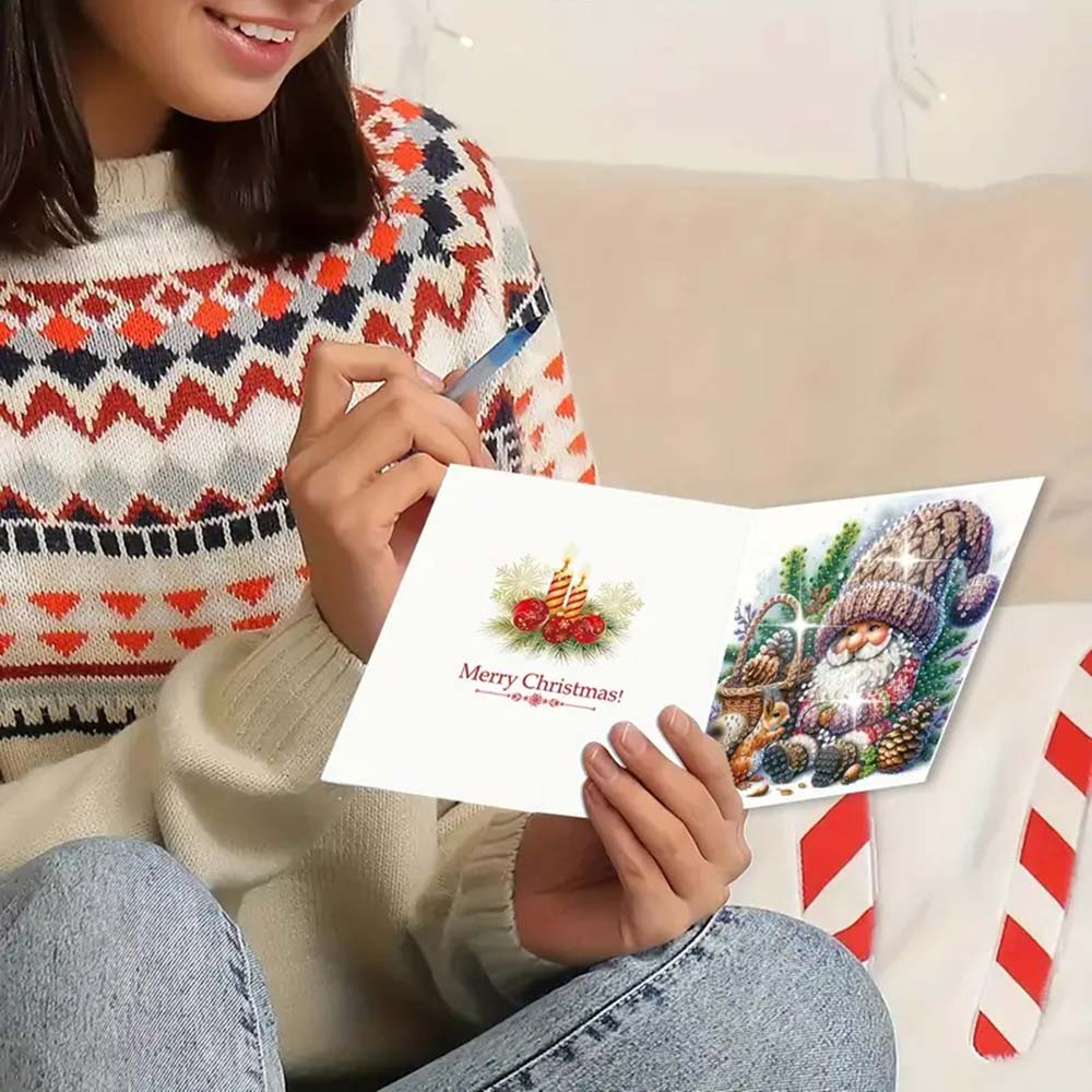 5D Diamond Painting Grußkarten – Winterwichtel & Waldfreunde Unique-Diamond