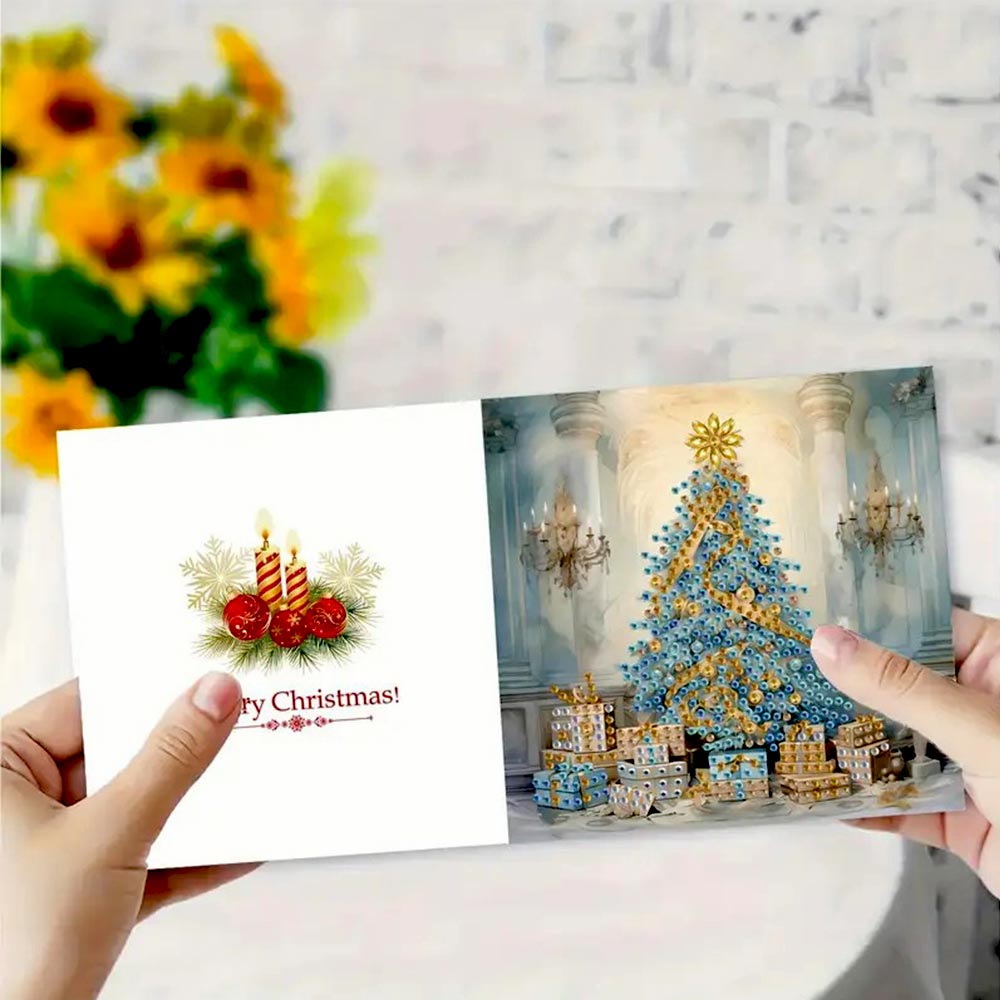 5D Diamond Painting Grußkarten – Winterzauber in Blau & Gold, Unique-Diamond