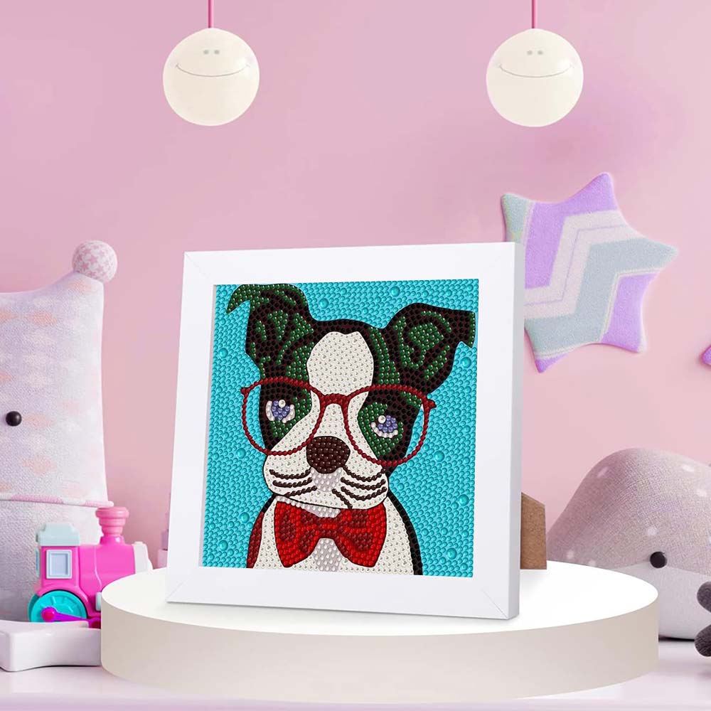 5D Diamond Painting Hund mit Brille Strasssteine, Unique-Diamond-