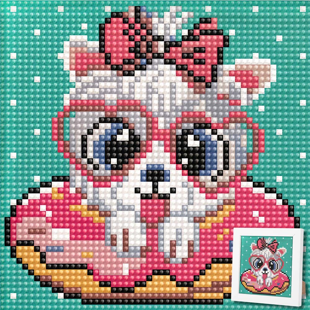 5D Diamond Painting Mini-Bild – Pudelmädchen Bella im Donut-Look, Unique-Diamond