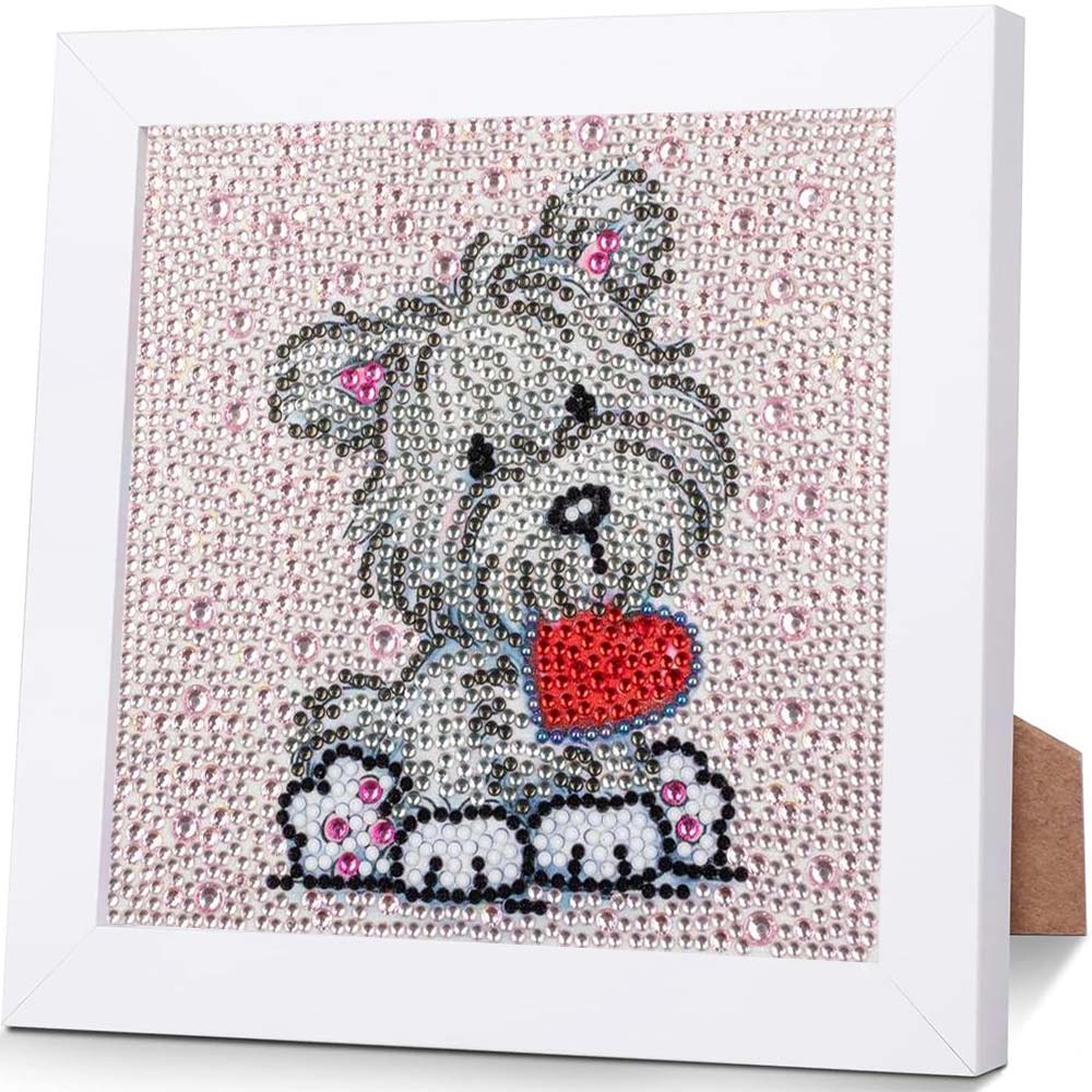 5D Diamond Painting Hund mit Herz Strasssteine, Unique-Diamond