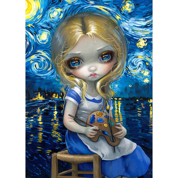5D Diamond Painting AB Steine © Jasmine Becket-Griffith - Alice In A Van Gogh Nocturne, Unique-Diamond