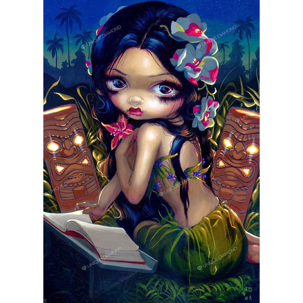 5D Diamond Painting AB Steine © Jasmine Becket-Griffith - Amara And The Book, Unique-Diamond