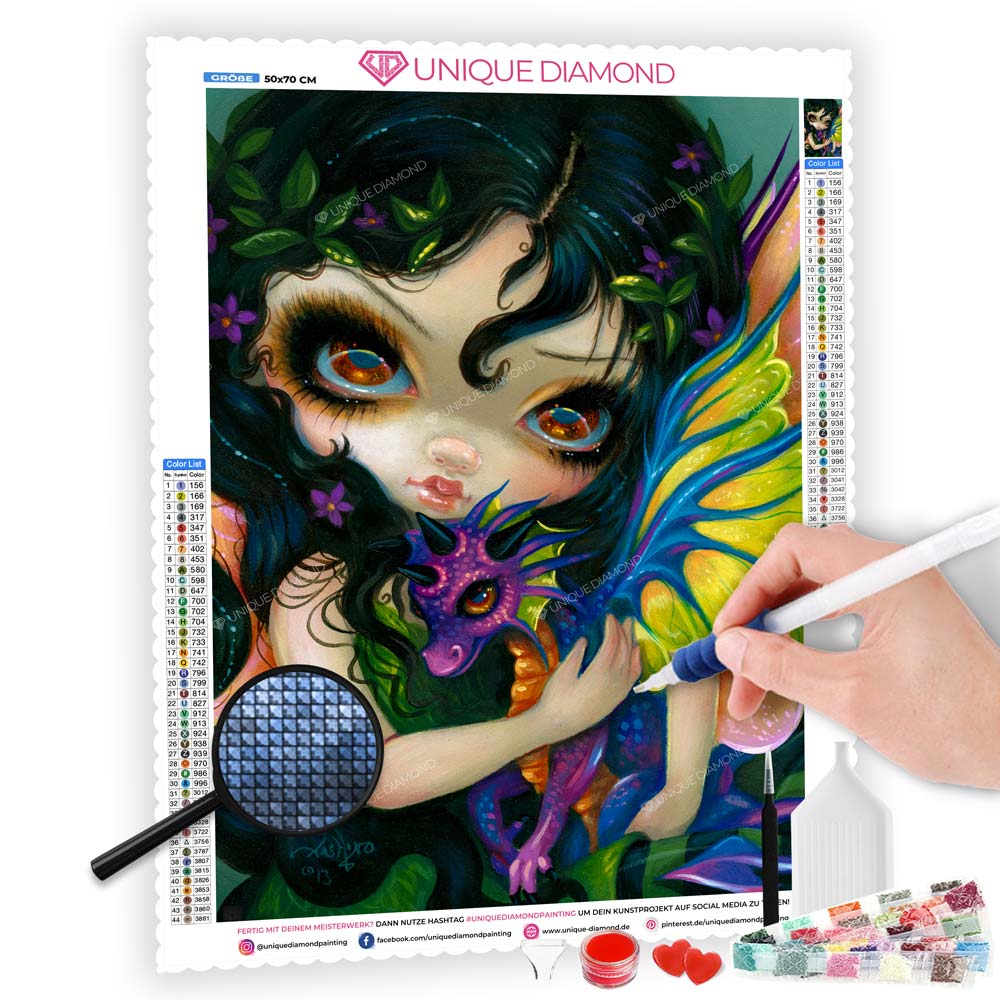 5D Diamond Painting AB Steine © Jasmine Becket-Griffith - Darling Dragonling, Unique-Diamond