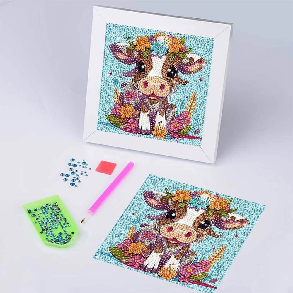 5D Diamond Painting Kalb mit Strasssteinchen