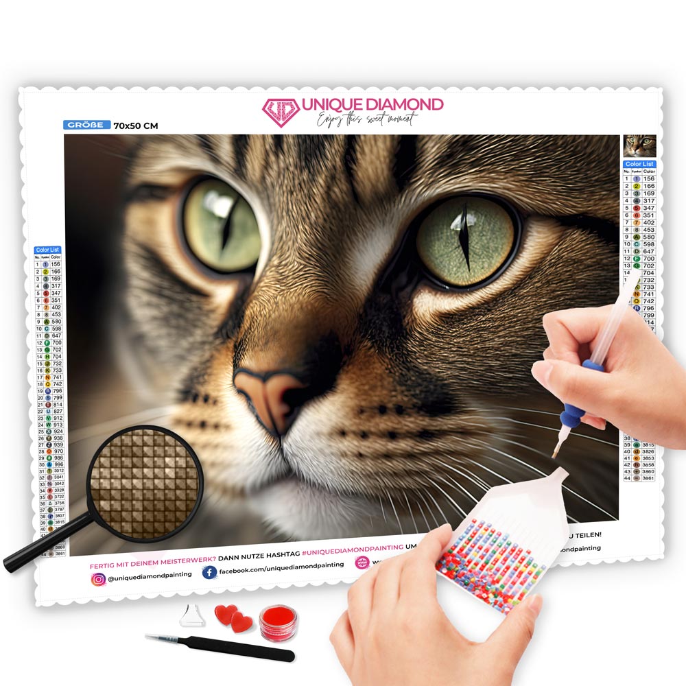 5D Diamond Painting Grau Katze, Unique-Diamond