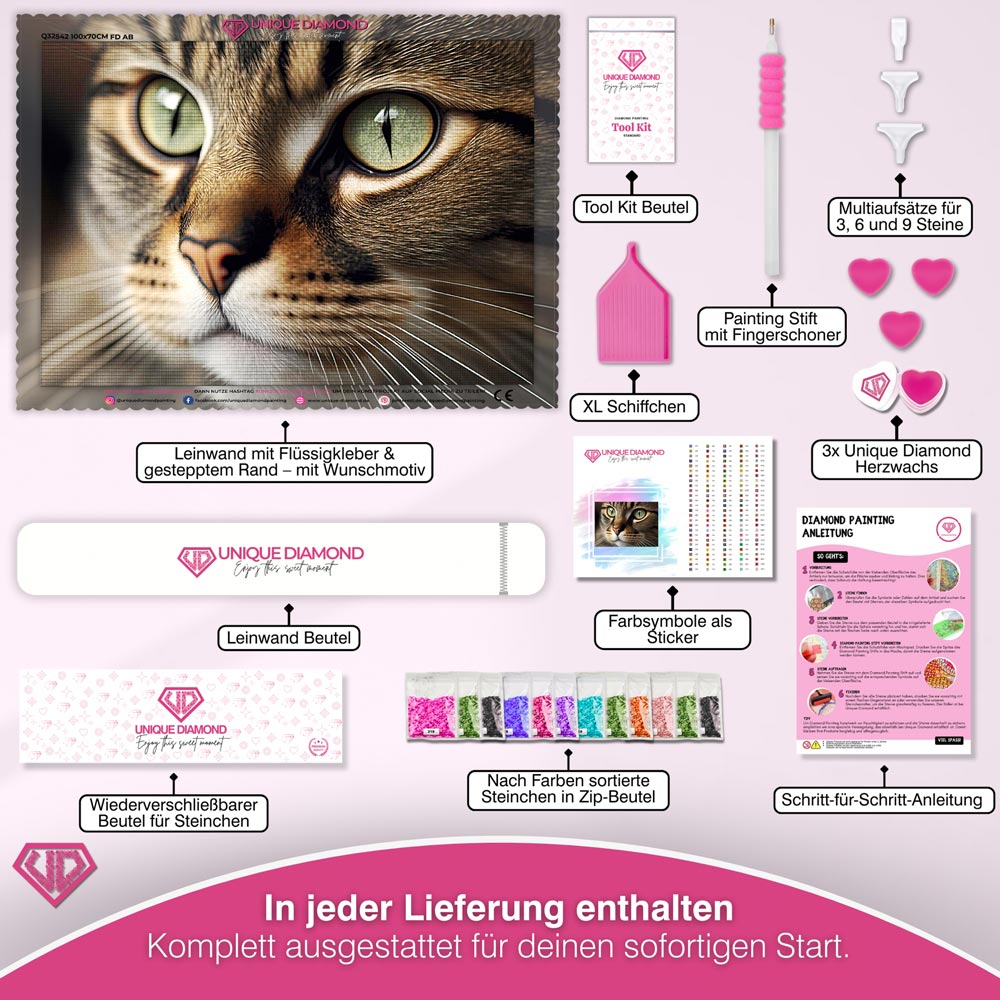 5D Diamond Painting – Graue Katze Unique-Diamond