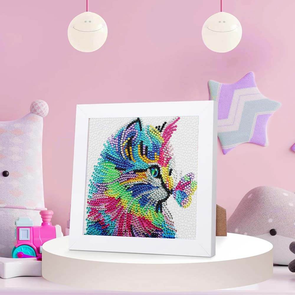 5D Diamond Painting Katze mit Schmetterling