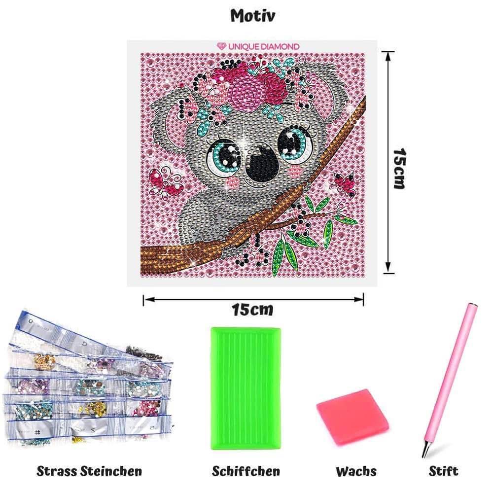 5D Diamond Painting Koala Baby mit Strasssteinchen, Unique-Diamond