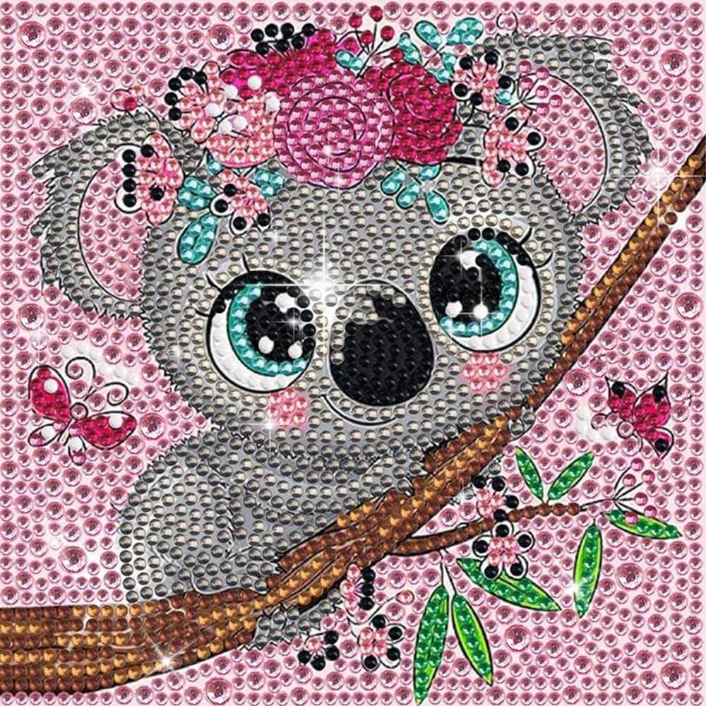 5D Diamond Painting Koala Baby mit Strasssteinchen, Unique-Diamond