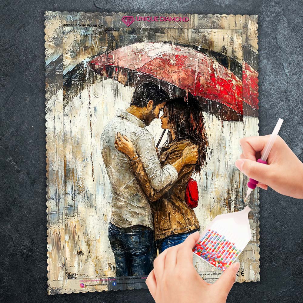 5D Diamond Painting – Küsse unter Regenschirm Unique-Diamond