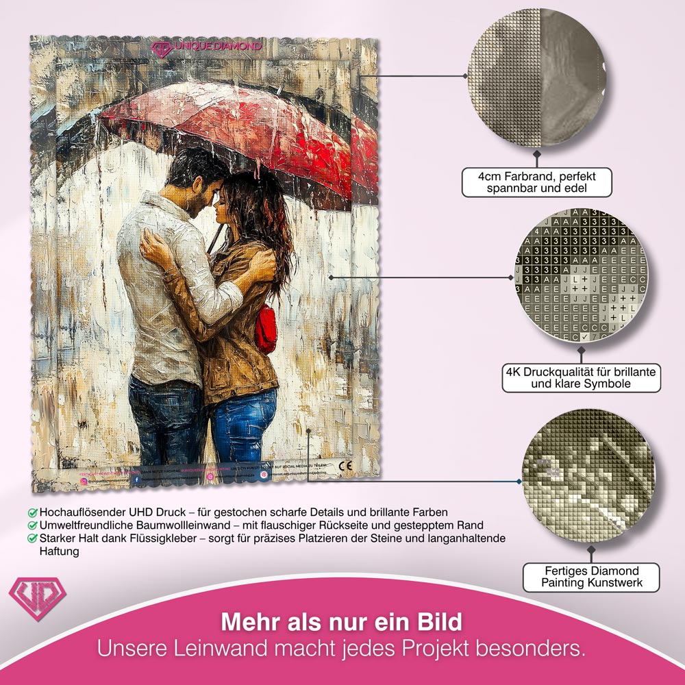 5D Diamond Painting – Küsse unter Regenschirm Unique-Diamond