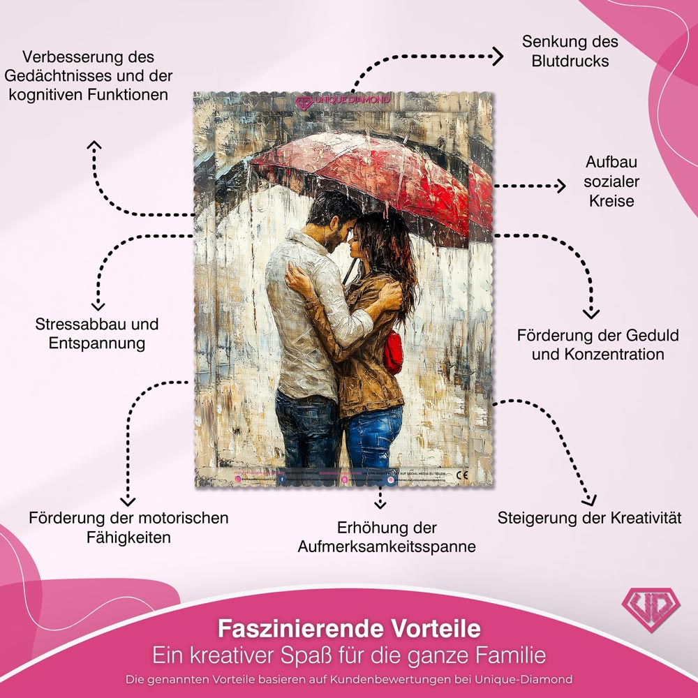 5D Diamond Painting – Küsse unter Regenschirm Unique-Diamond