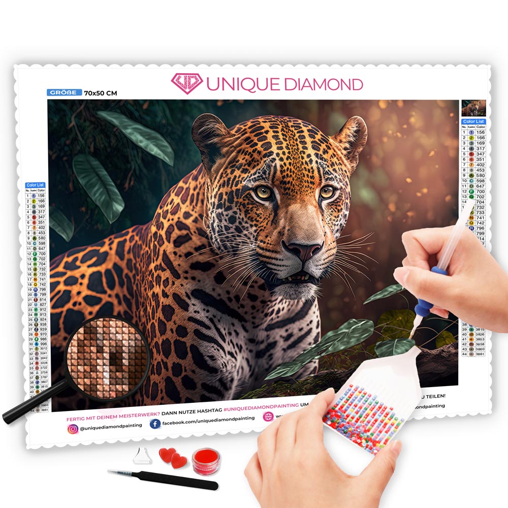 5D Diamond Painting Leopard, Unique-Diamond