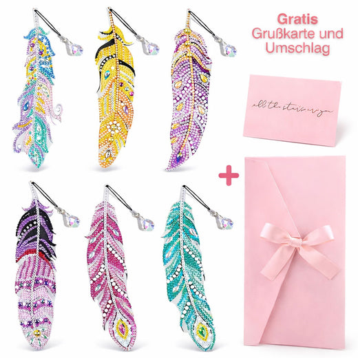 5D Diamond Painting Lesezeichen – Federzauber mit Geschenkset, Unique-Diamond