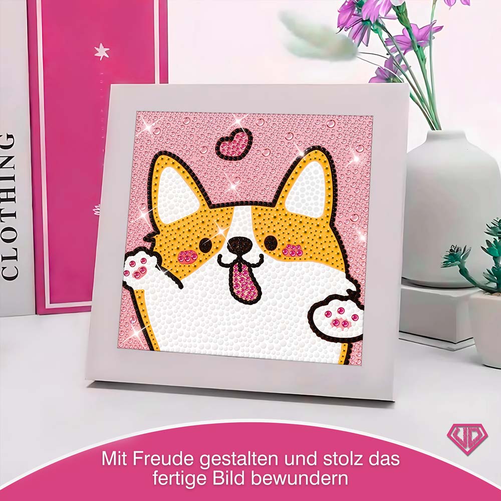 5D Diamond Painting Liebeshund mit Strasssteinchen, Unique-Diamond