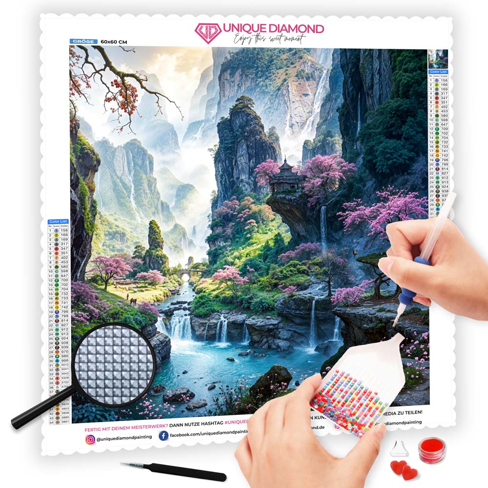 5D Diamond Painting Lila Fantasy Landschaft, Unique-Diamond