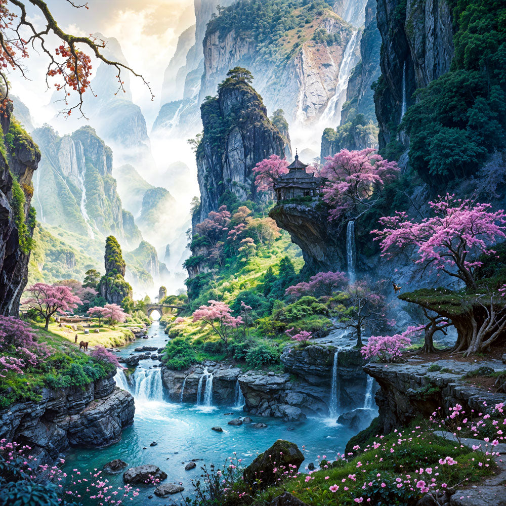 5D Diamond Painting Lila Fantasy Landschaft, Unique-Diamond