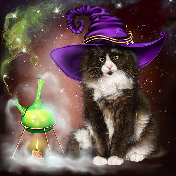 5D Diamond Painting Magic Cat, Unique-Diamond