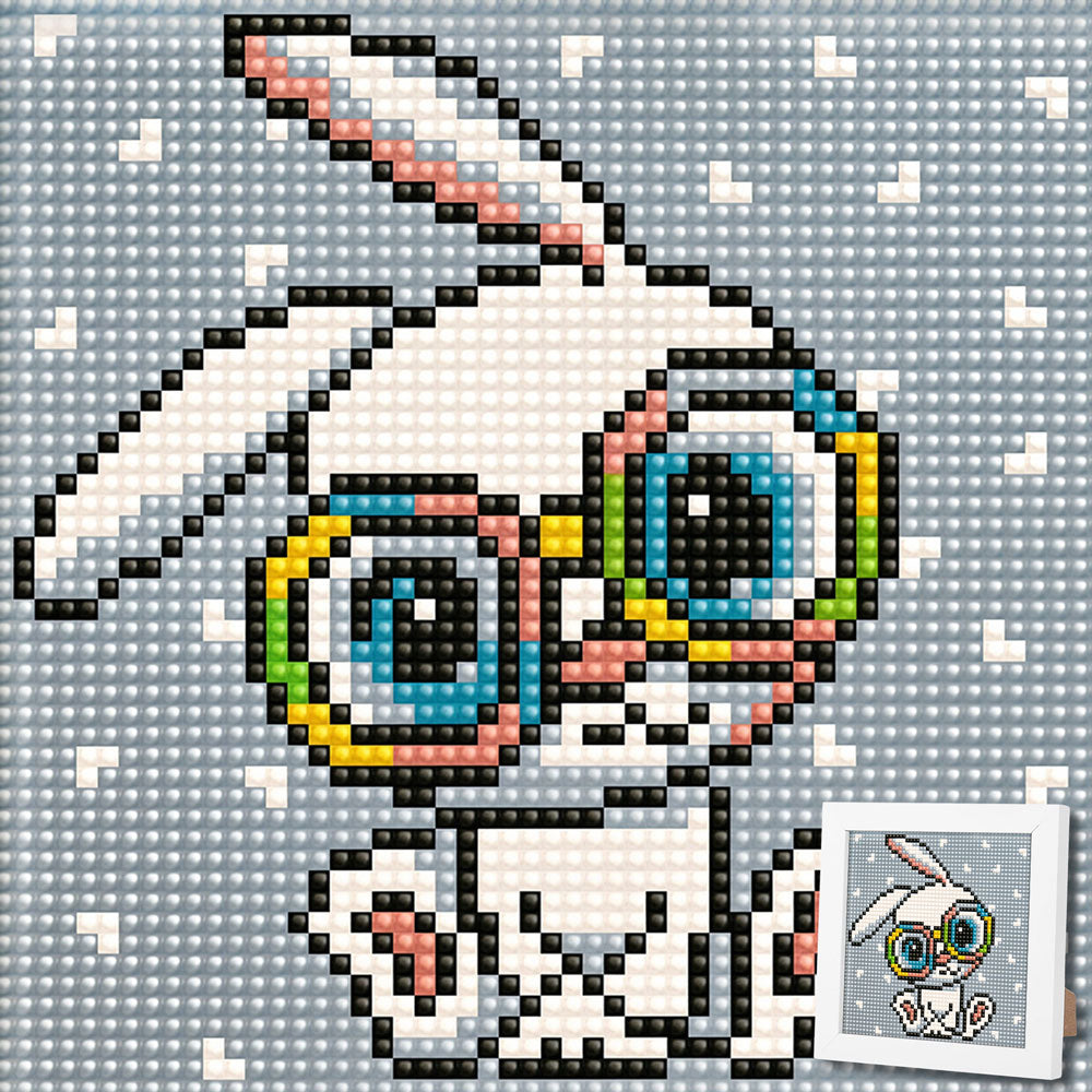 5D Diamond Painting Mini-Bild – Professor Hoppel mit Regenbogenbrille, Unique-Diamond