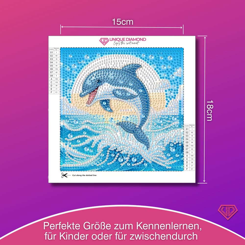 5D Diamond Painting Mini-Bild – Sprung des Delfins im Sonnenlicht