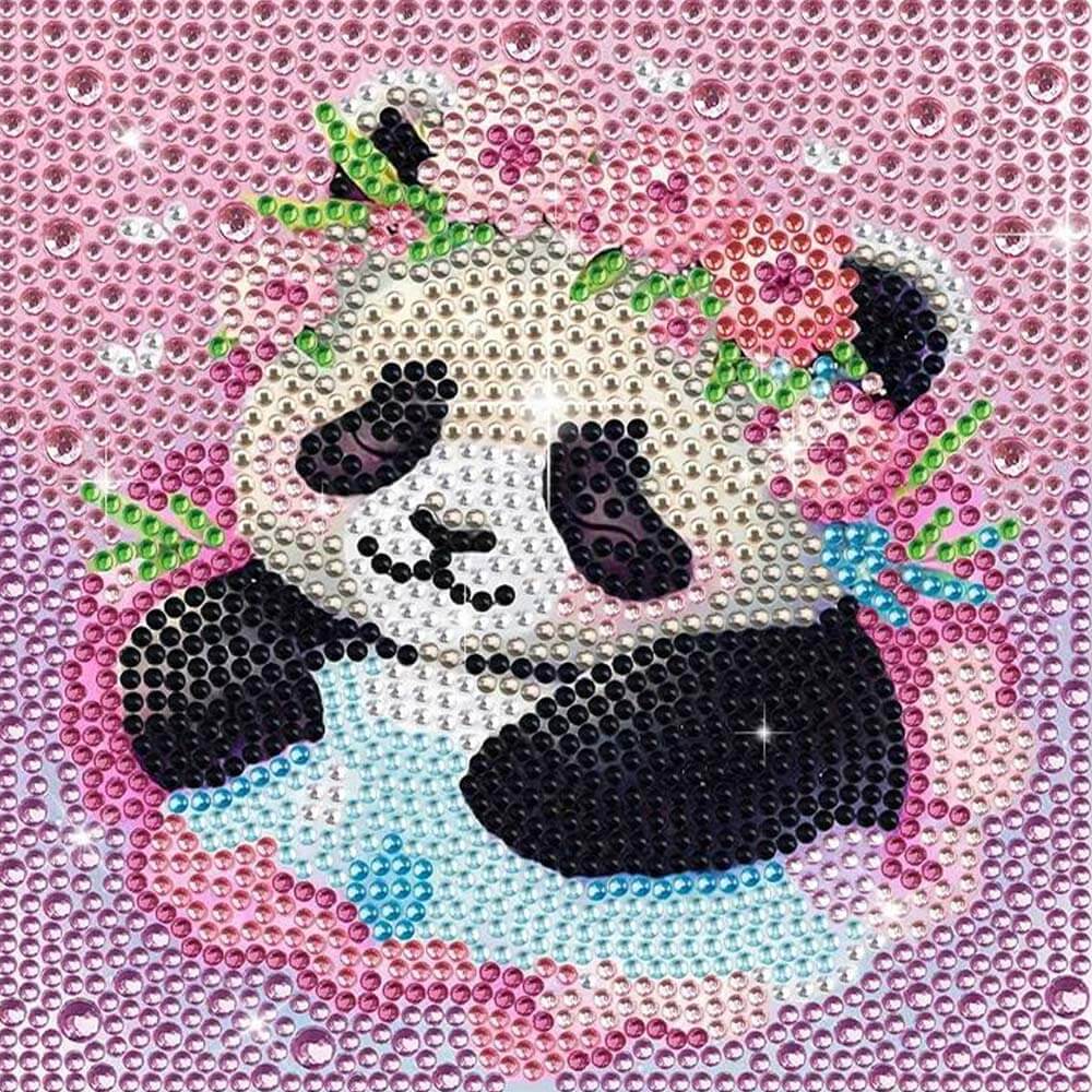 5D Diamond Painting Panda mit Strasssteinchen, Unique-Diamond