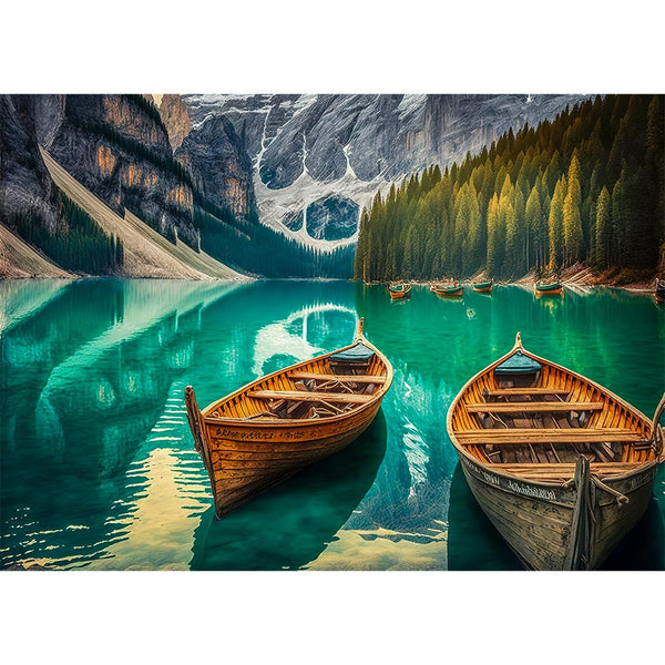5D Diamond Painting Pragser Wildsee Boote, Unique-Diamond