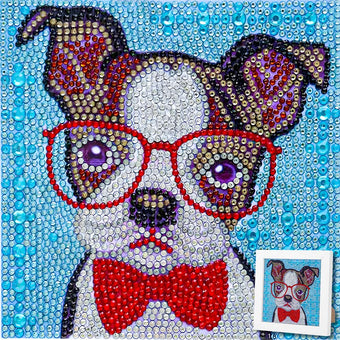 5D Diamond Painting Professor Wuff mit Strasssteine, Unique-Diamond