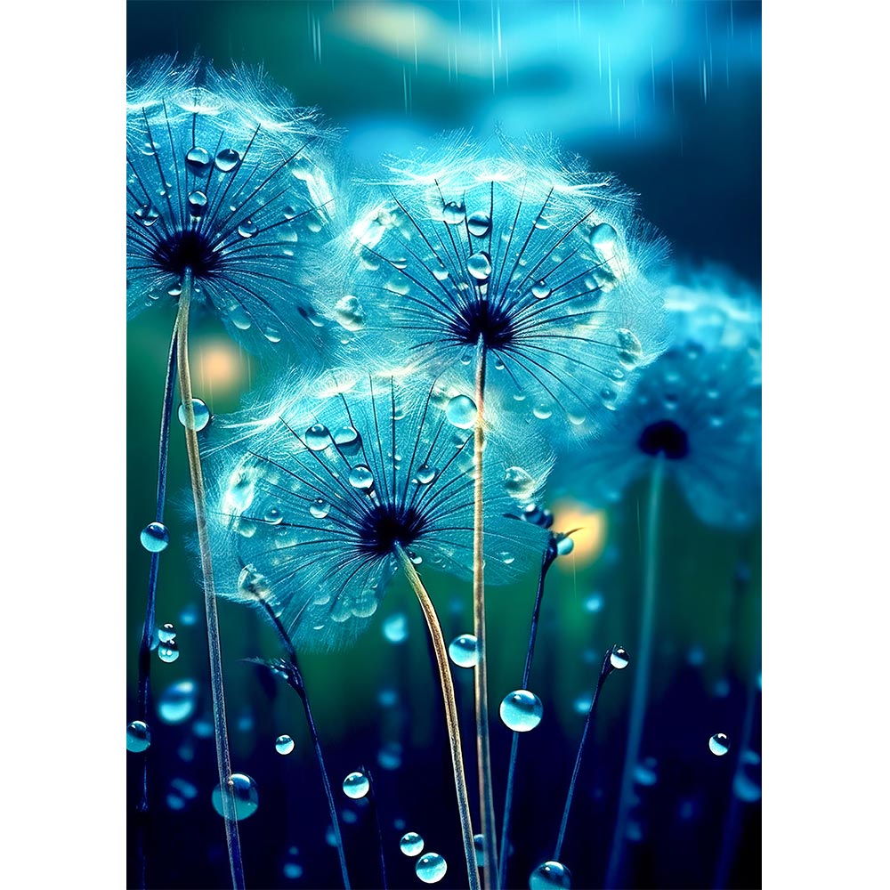 5D Diamond Painting Pusteblume im Regen - Unique-Diamond