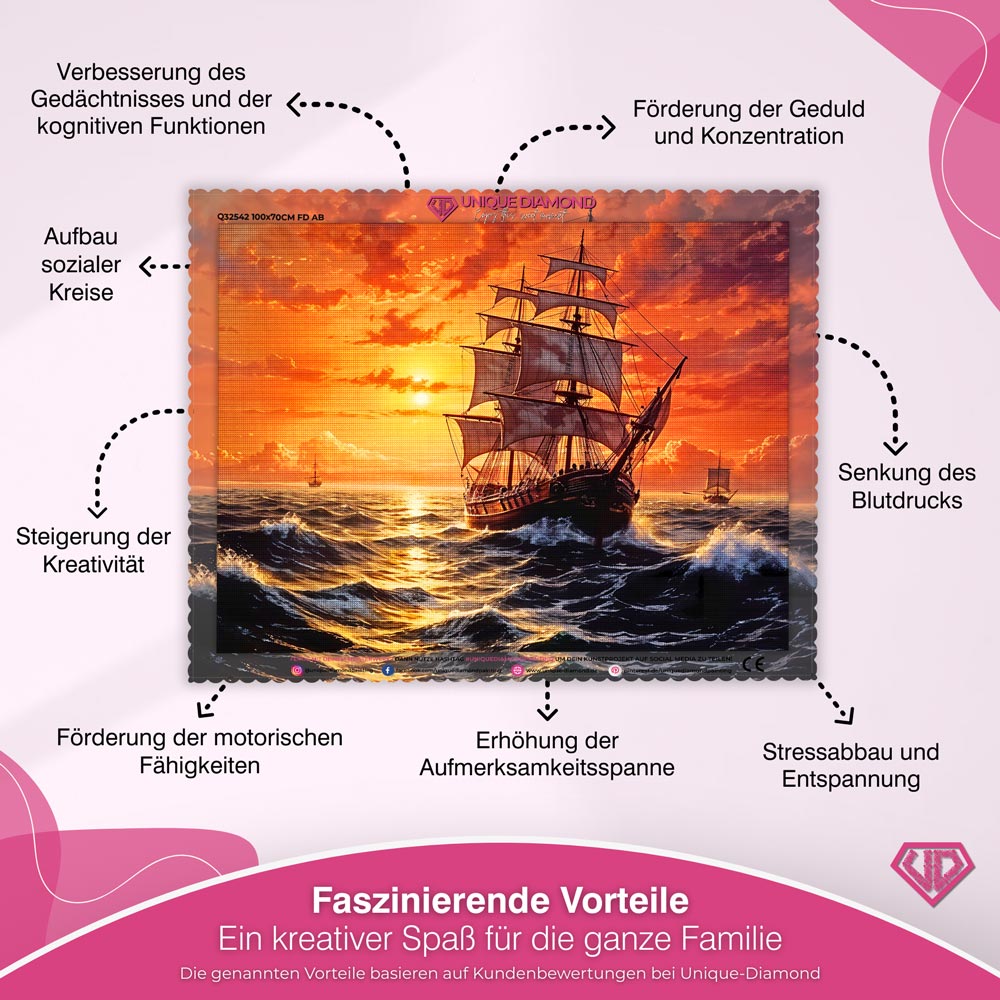 5D Diamond Painting – Rückkehr des Segelschiffs Unique-Diamond