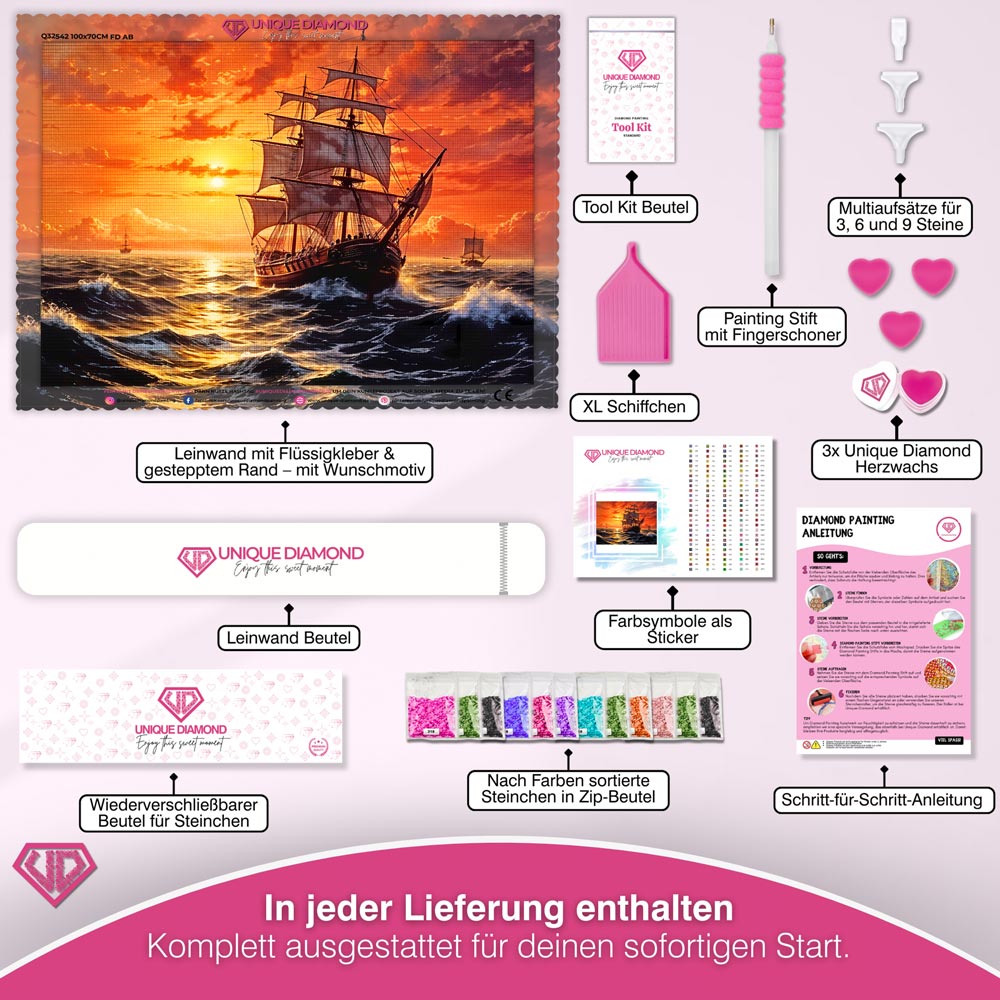5D Diamond Painting – Rückkehr des Segelschiffs Unique-Diamond