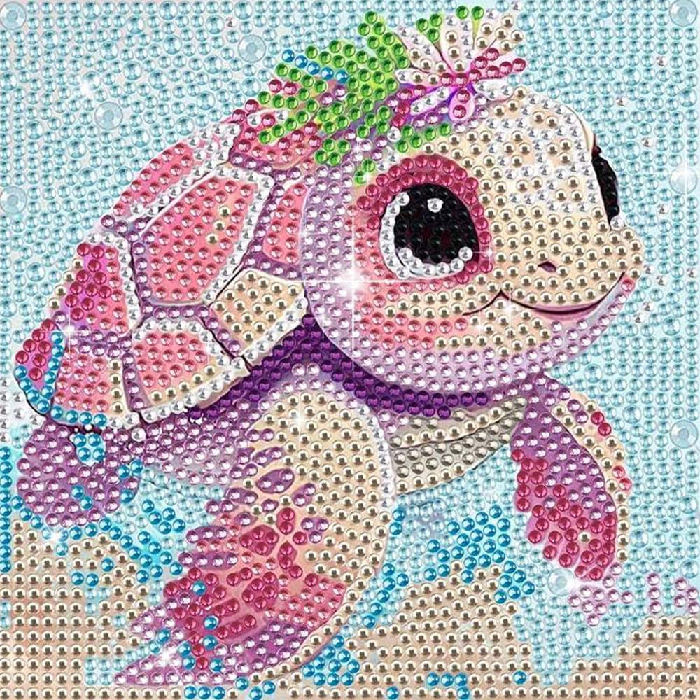 5D Diamond Painting Schildkröte mit Strasssteinchen, Unique-Diamond