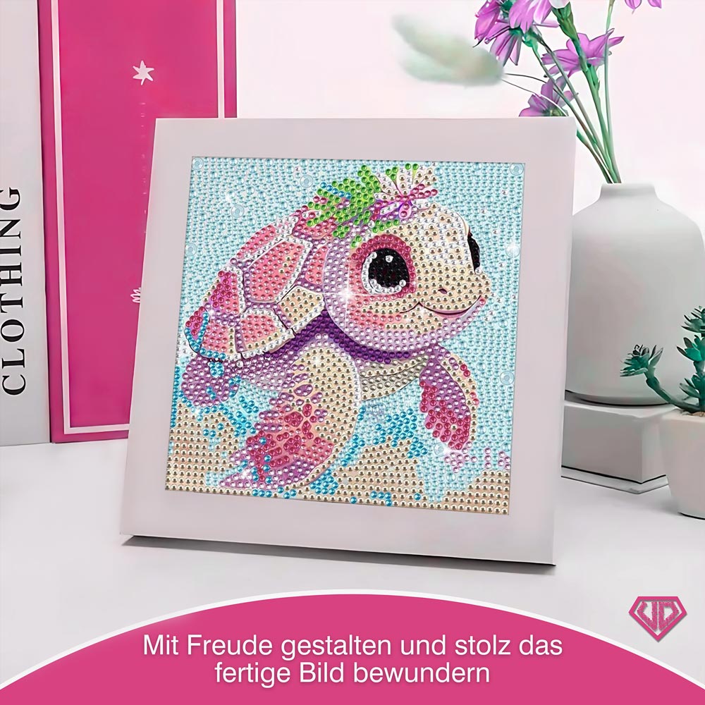 5D Diamond Painting Schildkröte mit Strasssteinchen, Unique-Diamond