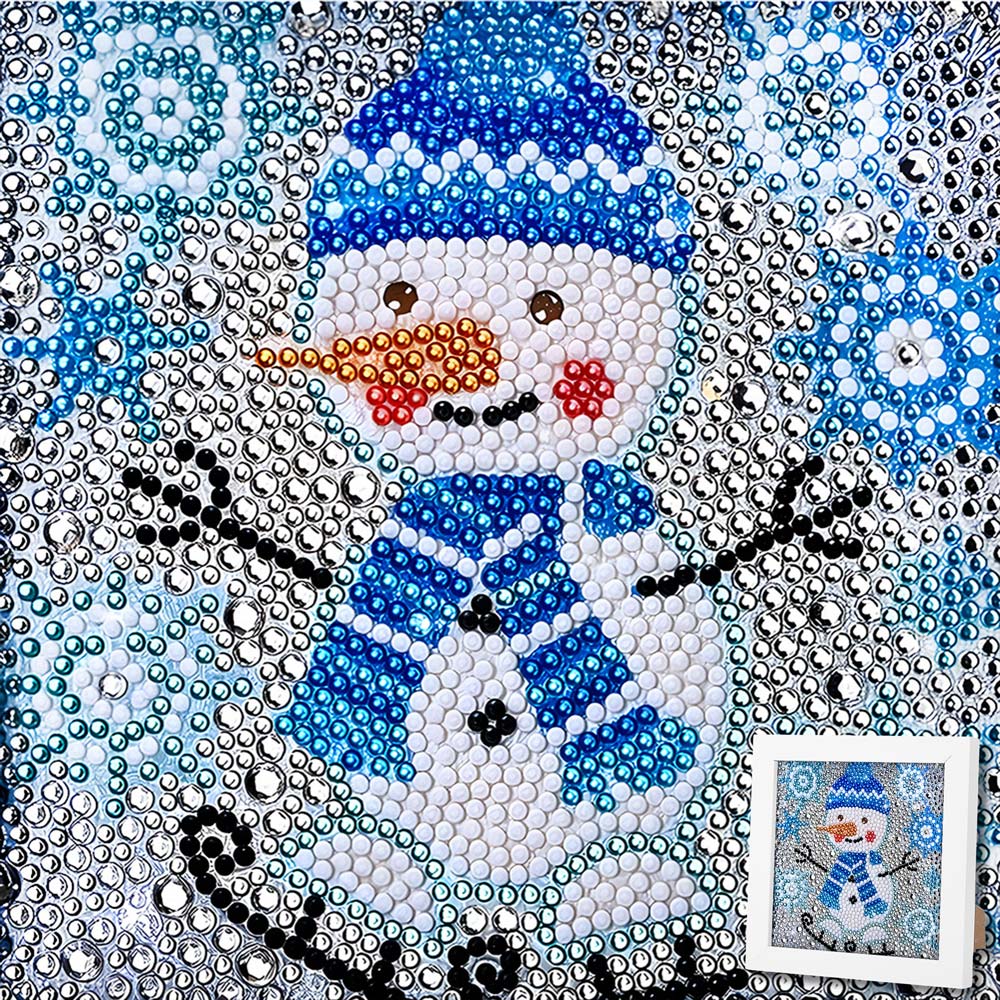 5D Diamond Painting Schneemann Flocki mit Strasssteinchen, Unique-Diamond