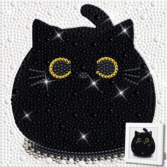 5D Diamond Painting Schwarze Katze mit Strasssteinchen, Unique-Diamond