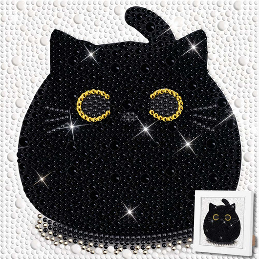 5D Diamond Painting Schwarze Katze mit Strasssteinchen, Unique-Diamond