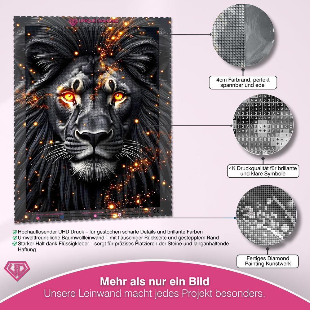 5D Diamond Painting – Schwarzer Löwe Unique-Diamond