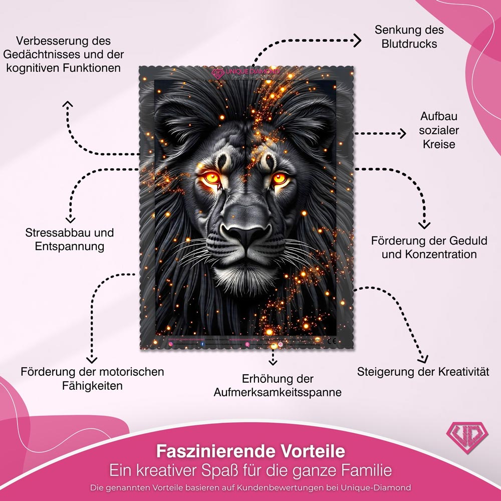 5D Diamond Painting – Schwarzer Löwe Unique-Diamond